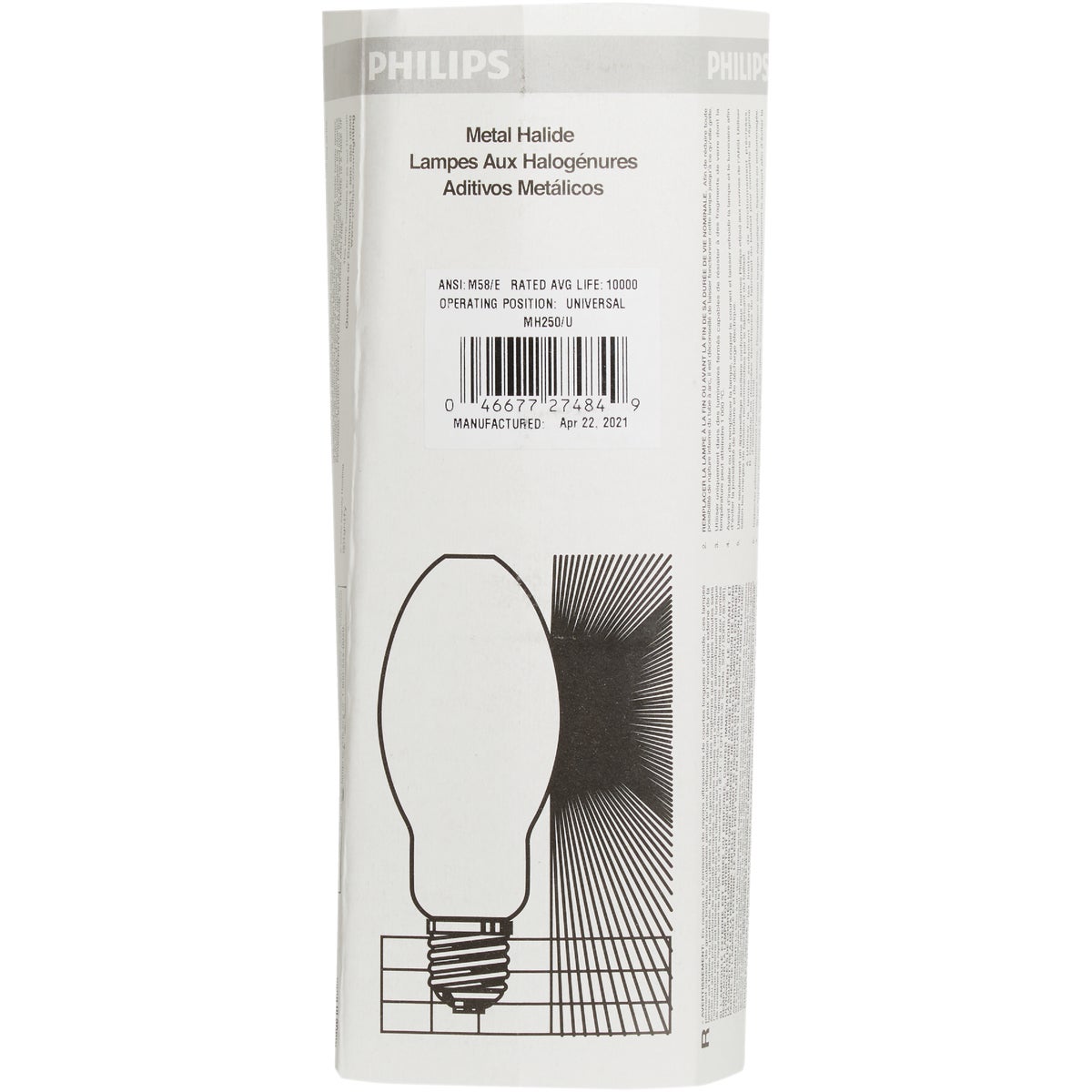 Philips 250W Clear ED28 Mogul Switch Start Metal Halide High-Intensity Light Bulb Image 2
