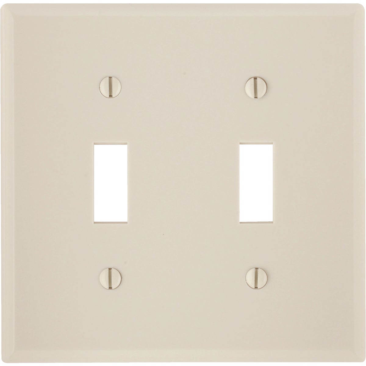 Leviton 2-Gang Plastic Toggle Switch Wall Plate, Light Almond Image 1