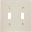 Leviton 2-Gang Plastic Toggle Switch Wall Plate, Light Almond Image 1