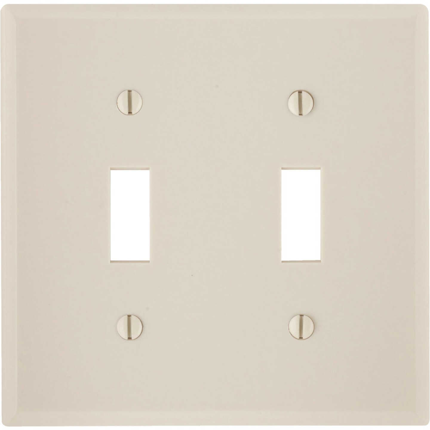 Leviton 2-Gang Plastic Toggle Switch Wall Plate, Light Almond Image 1