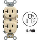 Leviton 20A Ivory Heavy-Duty 5-20R Duplex Outlet Image 1