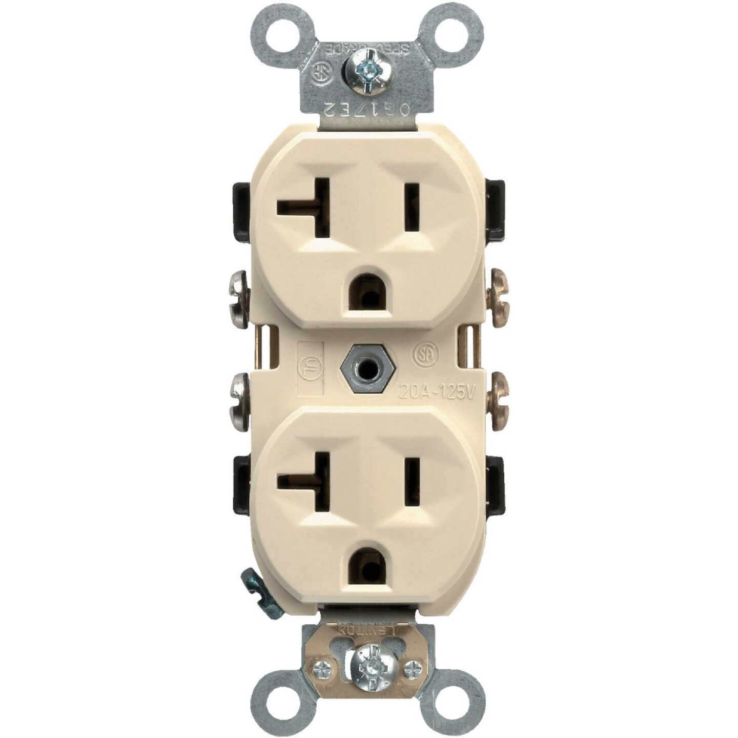 Leviton 20A Ivory Heavy-Duty 5-20R Duplex Outlet Image 4