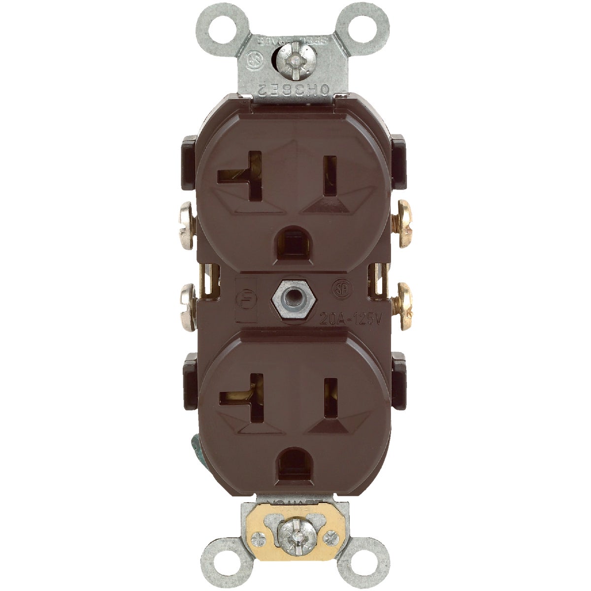 Leviton 20A Brown Heavy-Duty 5-20R Duplex Outlet Image 2