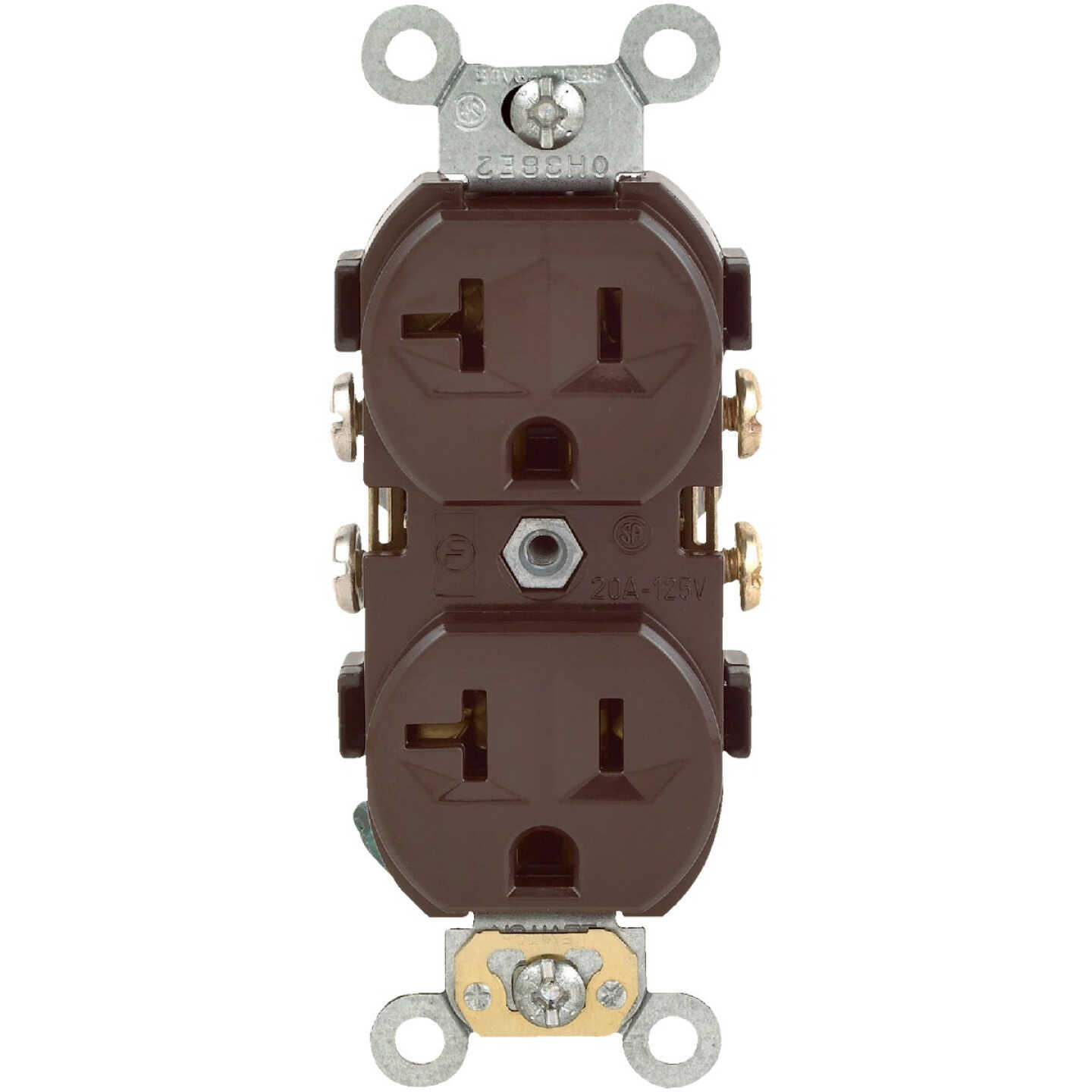 Leviton 20A Brown Heavy-Duty 5-20R Duplex Outlet Image 2