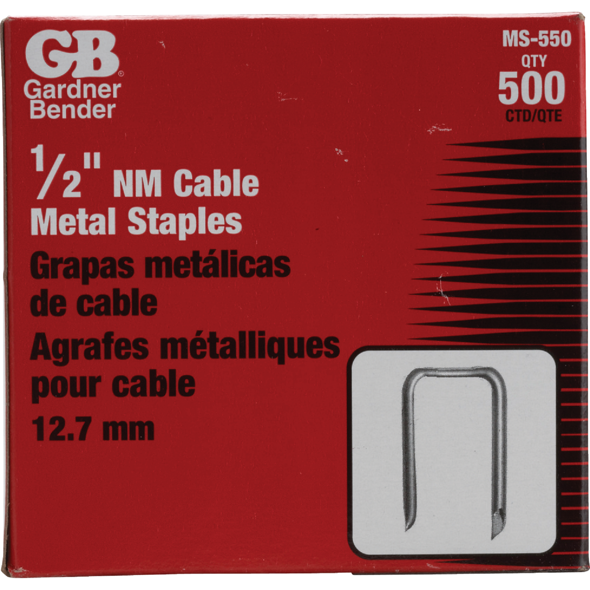 Gardner Bender 1/2 In. x 15/16 In. Carbon Steel Cable Staple (500-Count)