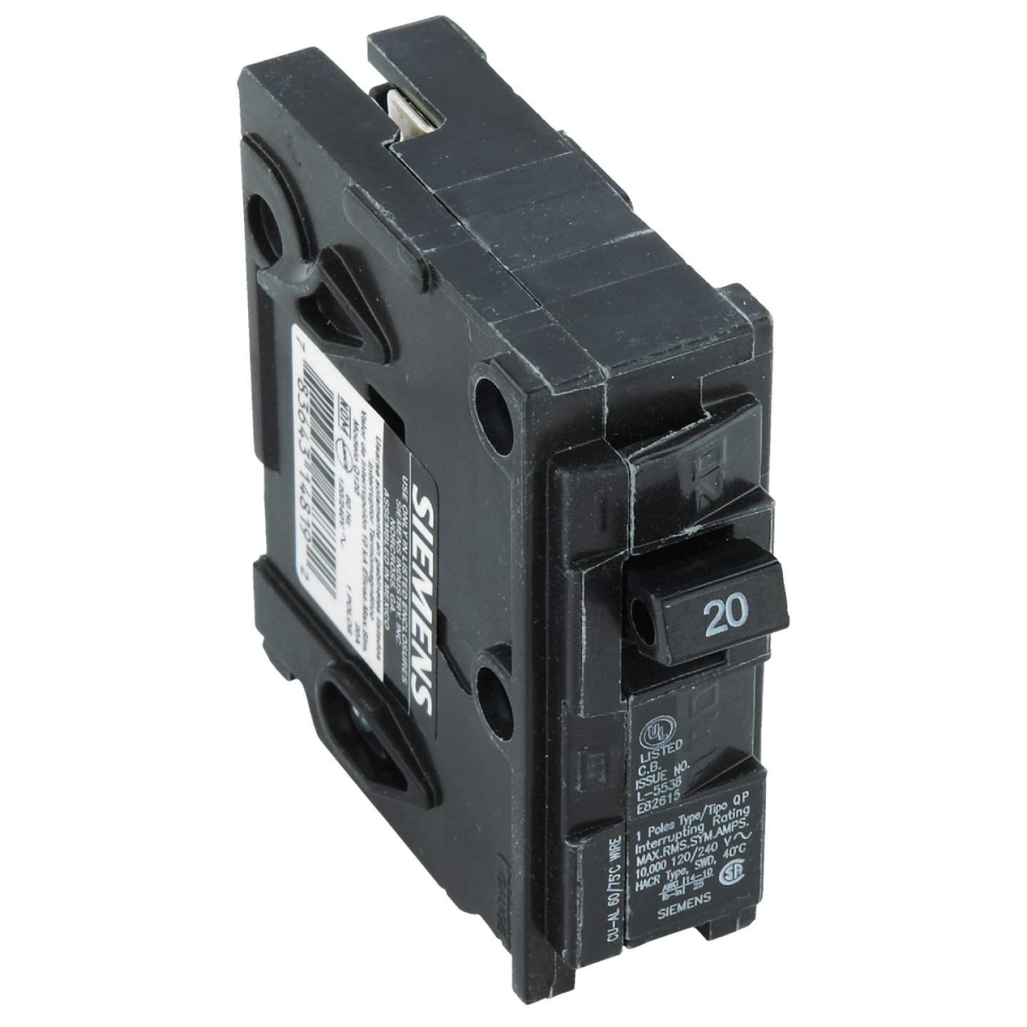 Connecticut Electric 20A Single-Pole Standard Trip Interchangeable Packaged Circuit Breaker Image 1