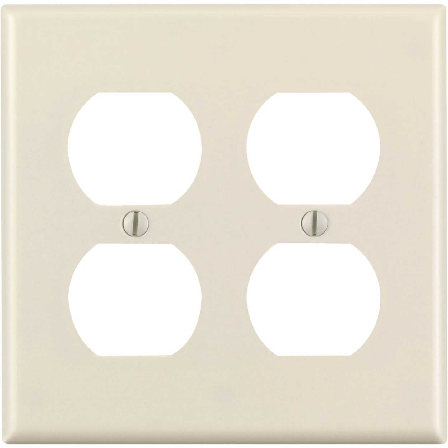 Leviton 2-Gang Smooth Plastic Outlet Wall Plate, Light Almond Image 1