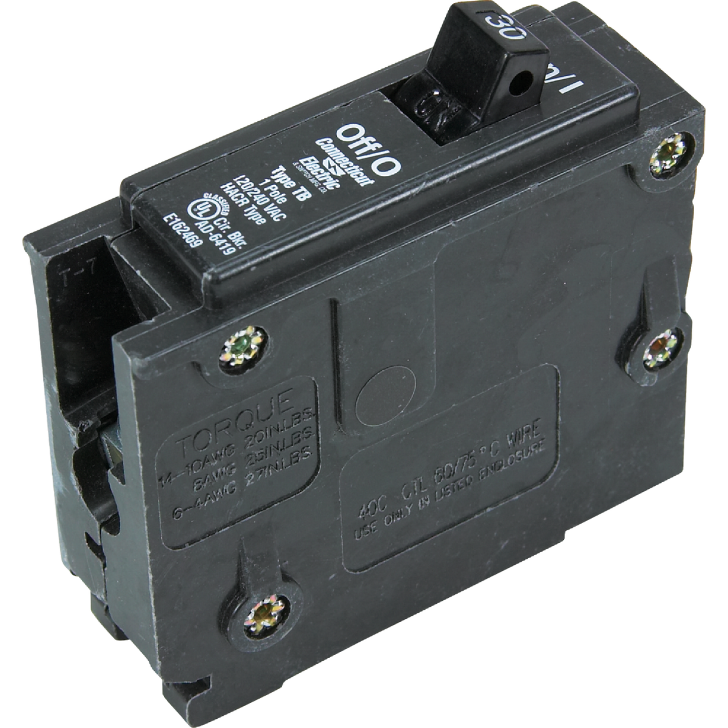 Connecticut Electric 30A Single-Pole Standard Trip Interchangeable Packaged Circuit Breaker Image 1
