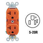 Leviton 20A Orange Isolated Grounding 5-20R Duplex Outlet Image 1
