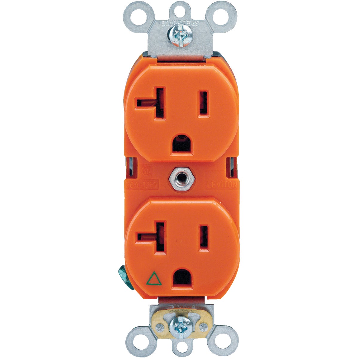 Leviton 20A Orange Isolated Grounding 5-20R Duplex Outlet Image 2