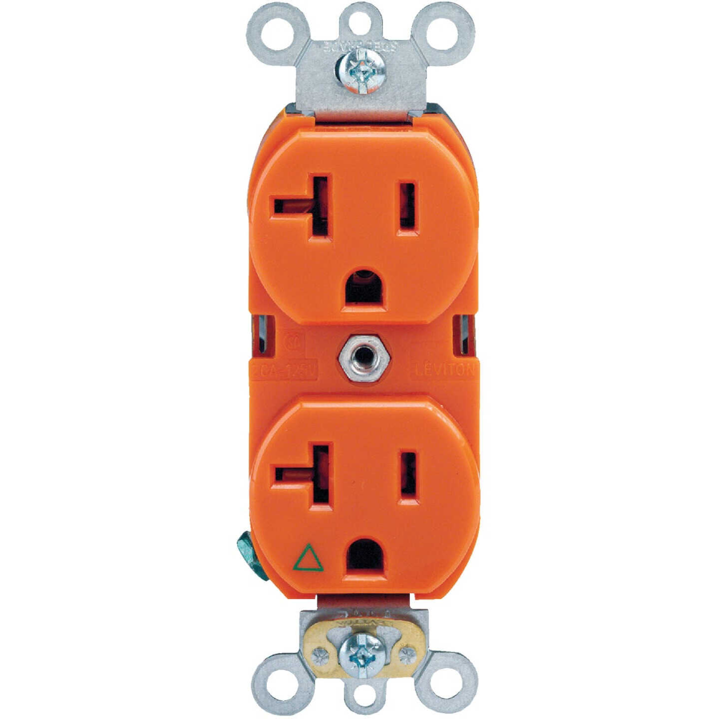 Leviton 20A Orange Isolated Grounding 5-20R Duplex Outlet Image 2