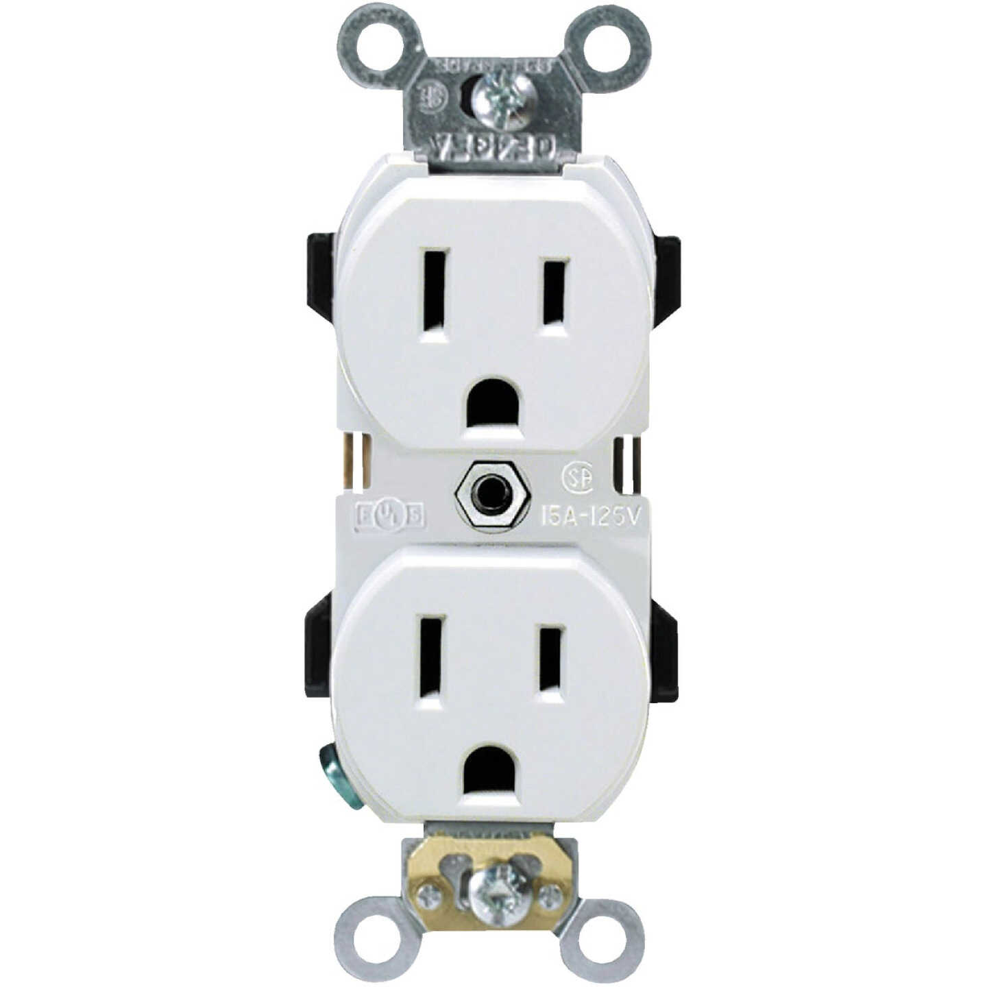 Leviton 15A White Industrial Grade 5-15R Duplex Outlet Image 2