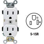 Leviton 15A White Industrial Grade 5-15R Duplex Outlet Image 1
