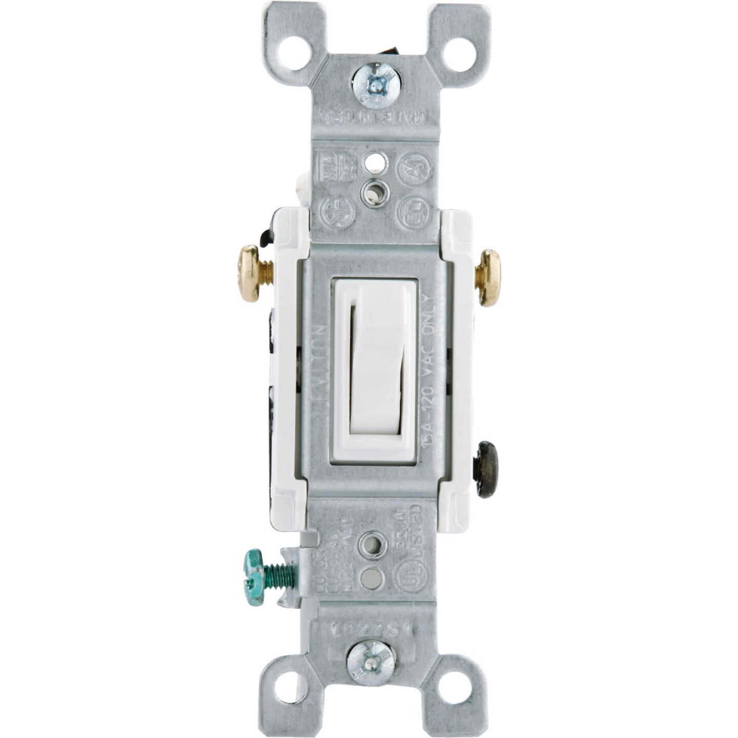 Leviton Quiet Grounded Toggle White 15A 3-Way Switch Image 1