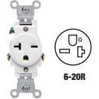 Leviton 20A White Heavy-Duty 6-20R Grounding Single Outlet Image 1