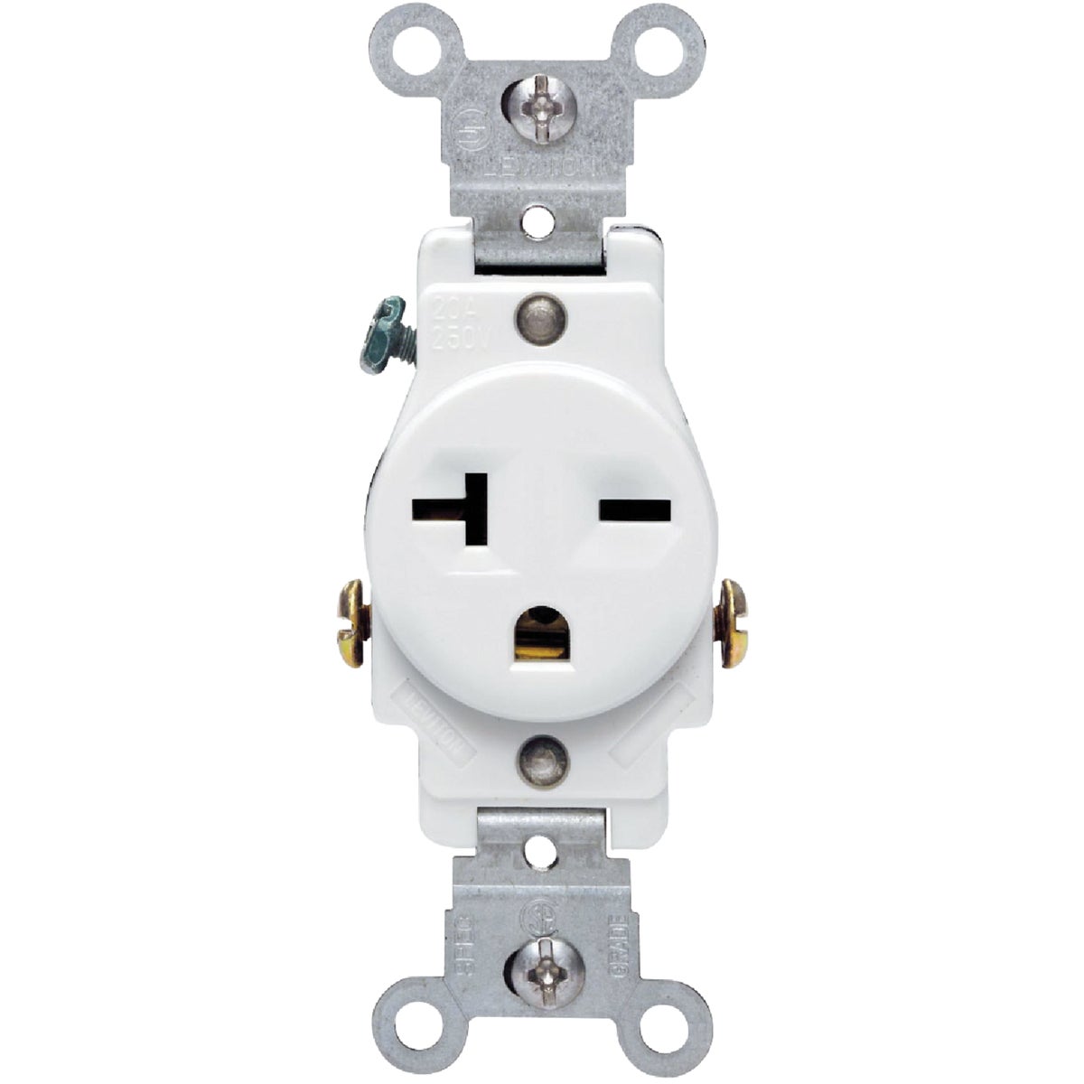Leviton 20A White Heavy-Duty 6-20R Grounding Single Outlet Image 4