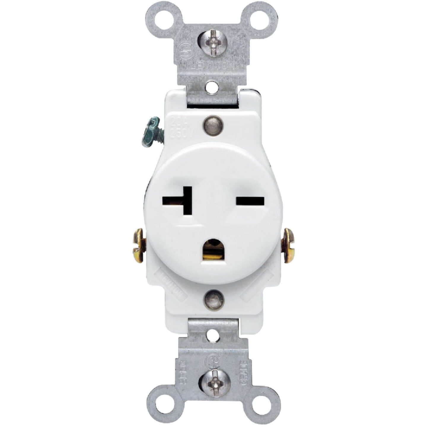 Leviton 20A White Heavy-Duty 6-20R Grounding Single Outlet Image 4