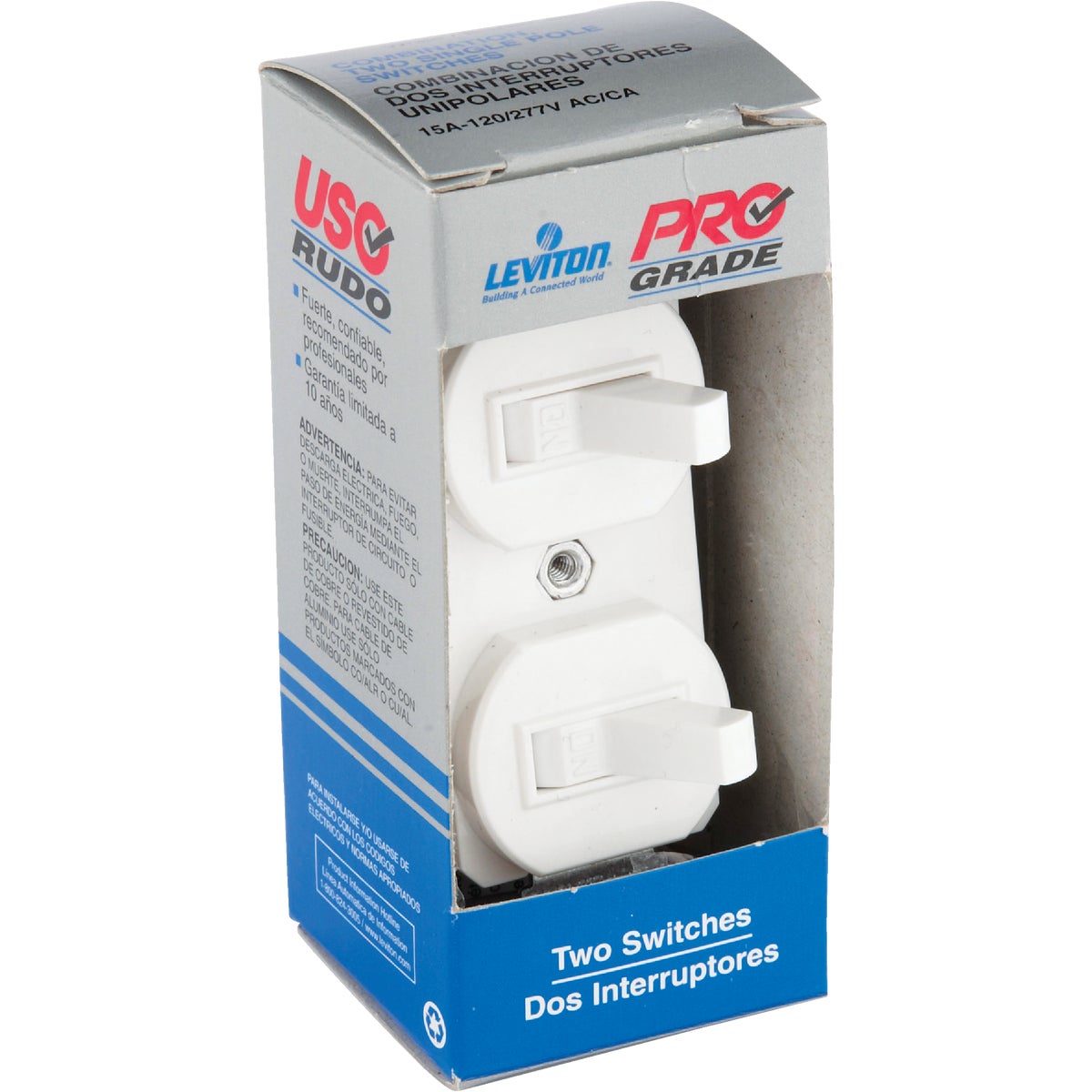 Leviton Single Pole White 15A Quiet Duplex Switch Image 2