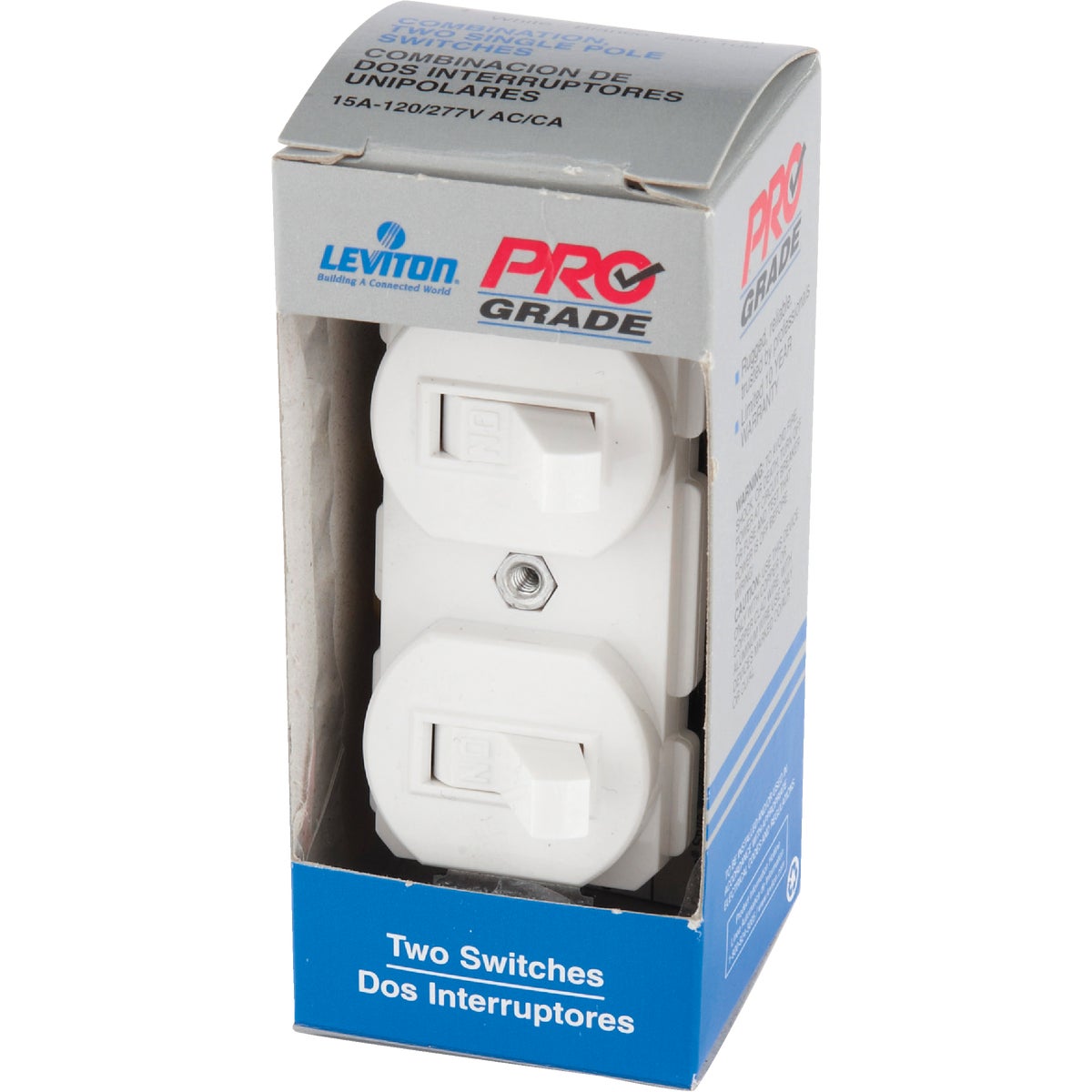 Leviton Single Pole White 15A Quiet Duplex Switch Image 3