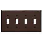 Leviton 4-Gang Plastic Toggle Switch Wall Plate, Brown Image 1