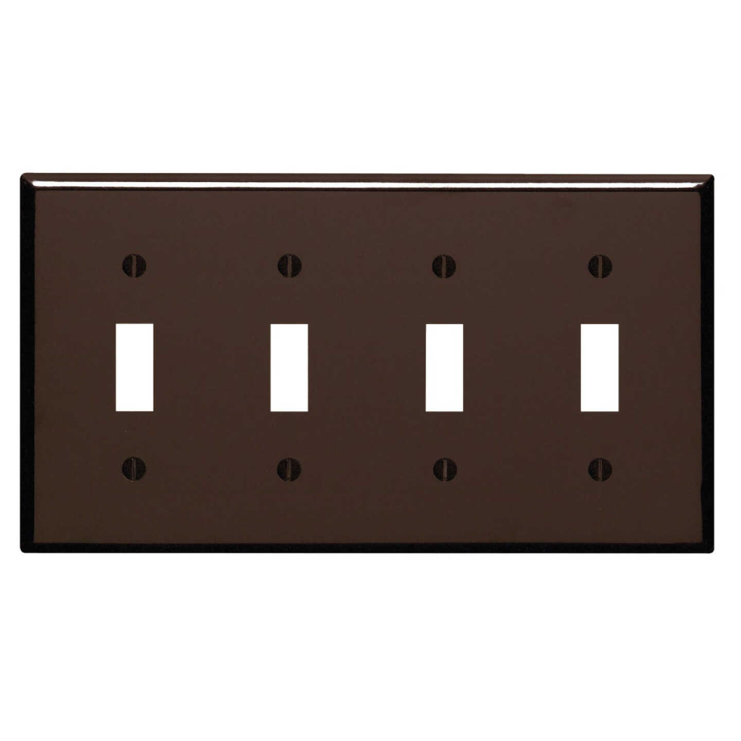 Leviton 4-Gang Plastic Toggle Switch Wall Plate, Brown Image 1