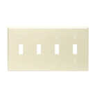 Leviton 4-Gang Plastic Toggle Switch Wall Plate, Ivory Image 1