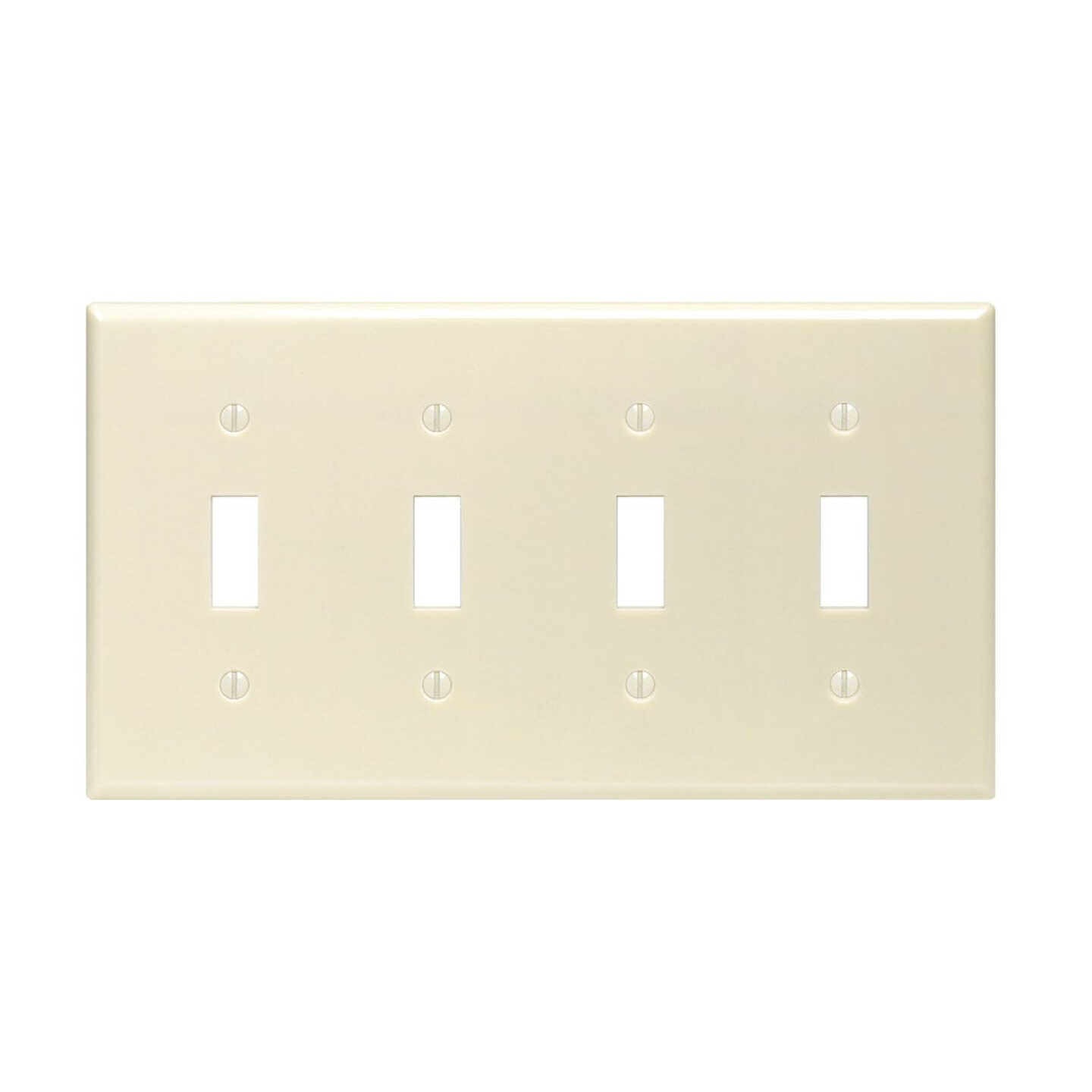 Leviton 4-Gang Plastic Toggle Switch Wall Plate, Ivory Image 1