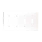 Leviton 4-Gang Plastic Toggle Switch Wall Plate, White Image 1