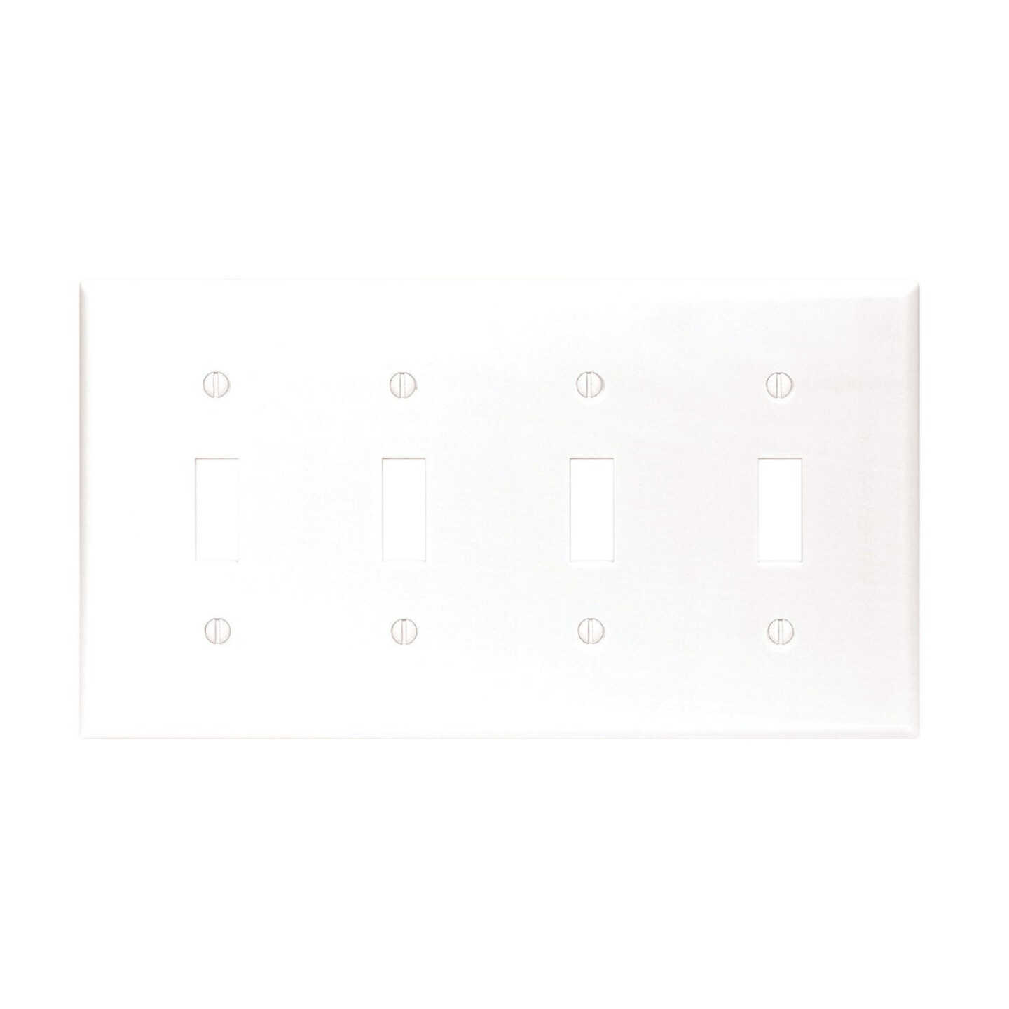 Leviton 4-Gang Plastic Toggle Switch Wall Plate, White Image 1
