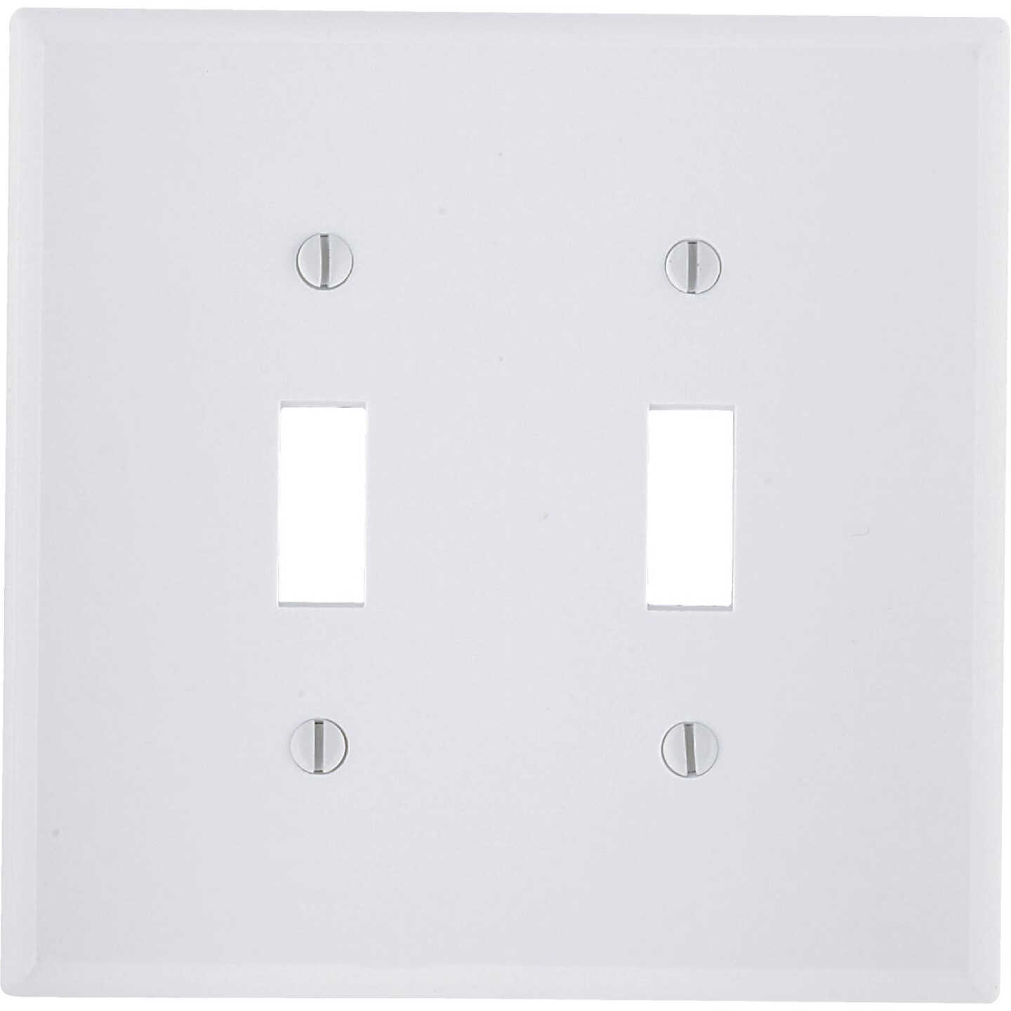 Leviton 2-Gang Smooth Plastic Mid-Way Toggle Switch Wall Plate, White Image 1