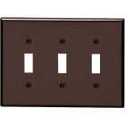Leviton 3-Gang Smooth Plastic Mid-Way Toggle Switch Wall Plate, Brown Image 1
