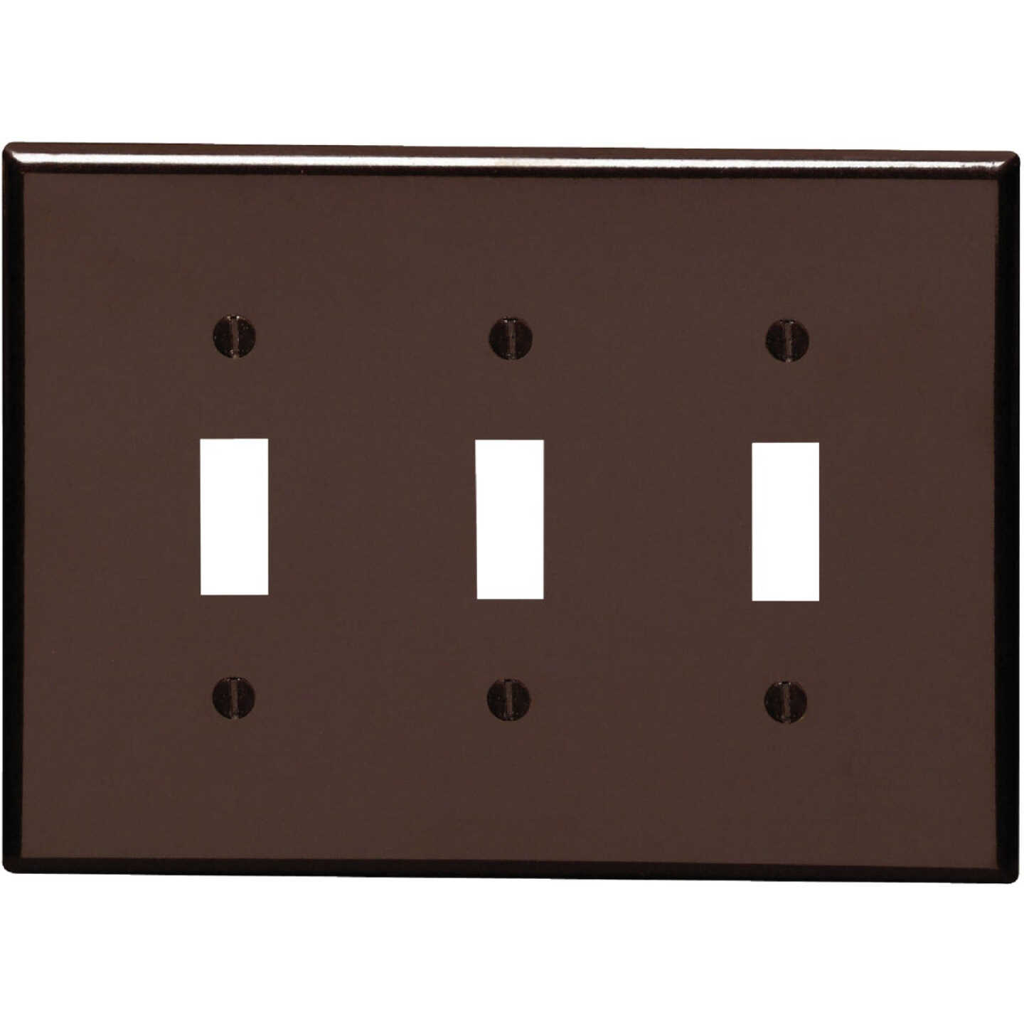 Leviton 3-Gang Smooth Plastic Mid-Way Toggle Switch Wall Plate, Brown Image 1