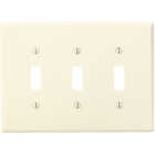 Leviton 3-Gang Smooth Plastic Mid-Way Toggle Switch Wall Plate, Ivory Image 1