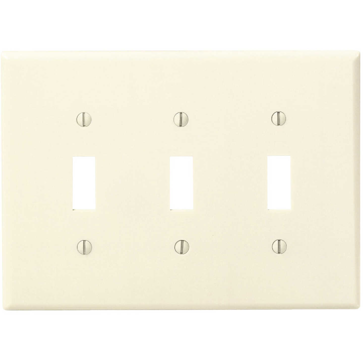 Leviton 3-Gang Smooth Plastic Mid-Way Toggle Switch Wall Plate, Ivory Image 1