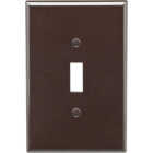 Leviton 1-Gang Plastic Oversized Toggle Switch Wall Plate, Brown Image 1