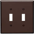 Leviton 2-Gang Plastic Oversized Toggle Switch Wall Plate, Brown Image 1