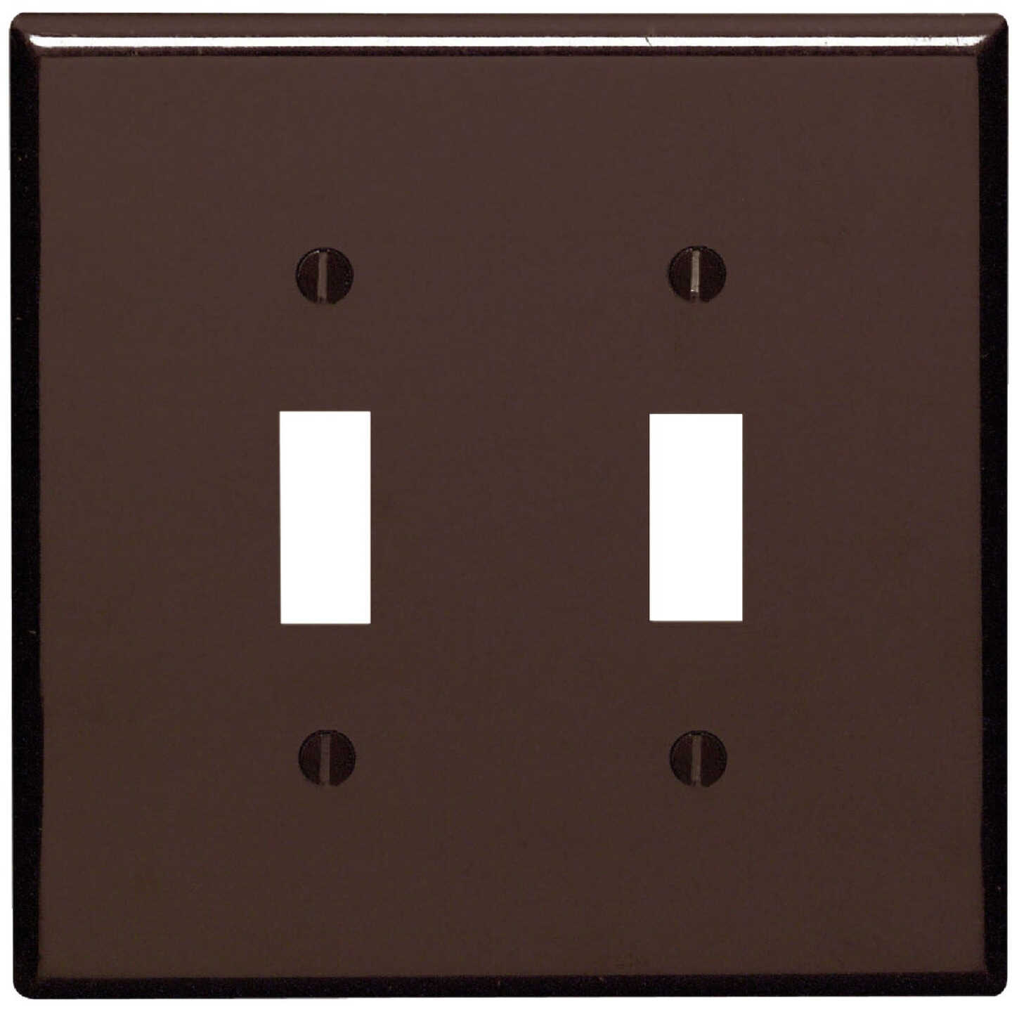 Leviton 2-Gang Plastic Oversized Toggle Switch Wall Plate, Brown Image 1