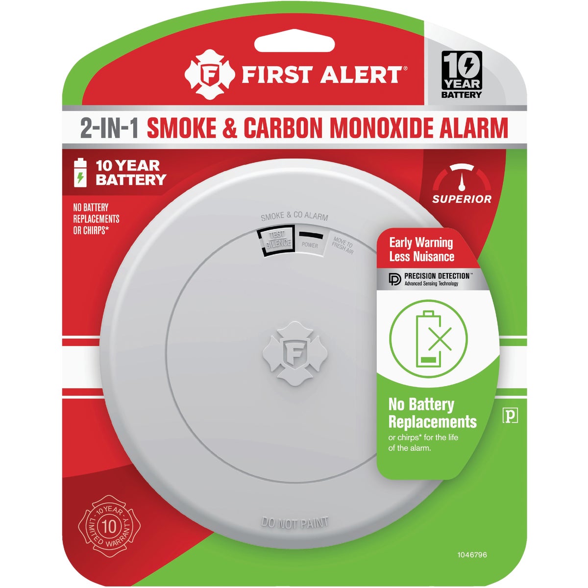 First Alert SMCO210 2-In-1 10-Year Battery Photoelectric Smoke & Carbon Monoxide Alarm