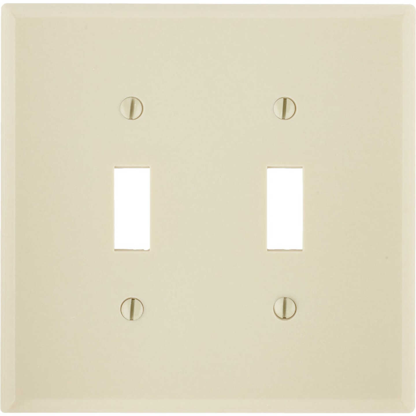 Leviton 2-Gang Plastic Oversized Toggle Switch Wall Plate, Ivory Image 1