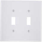 Leviton 2-Gang Plastic Oversized Toggle Switch Wall Plate, White Image 1