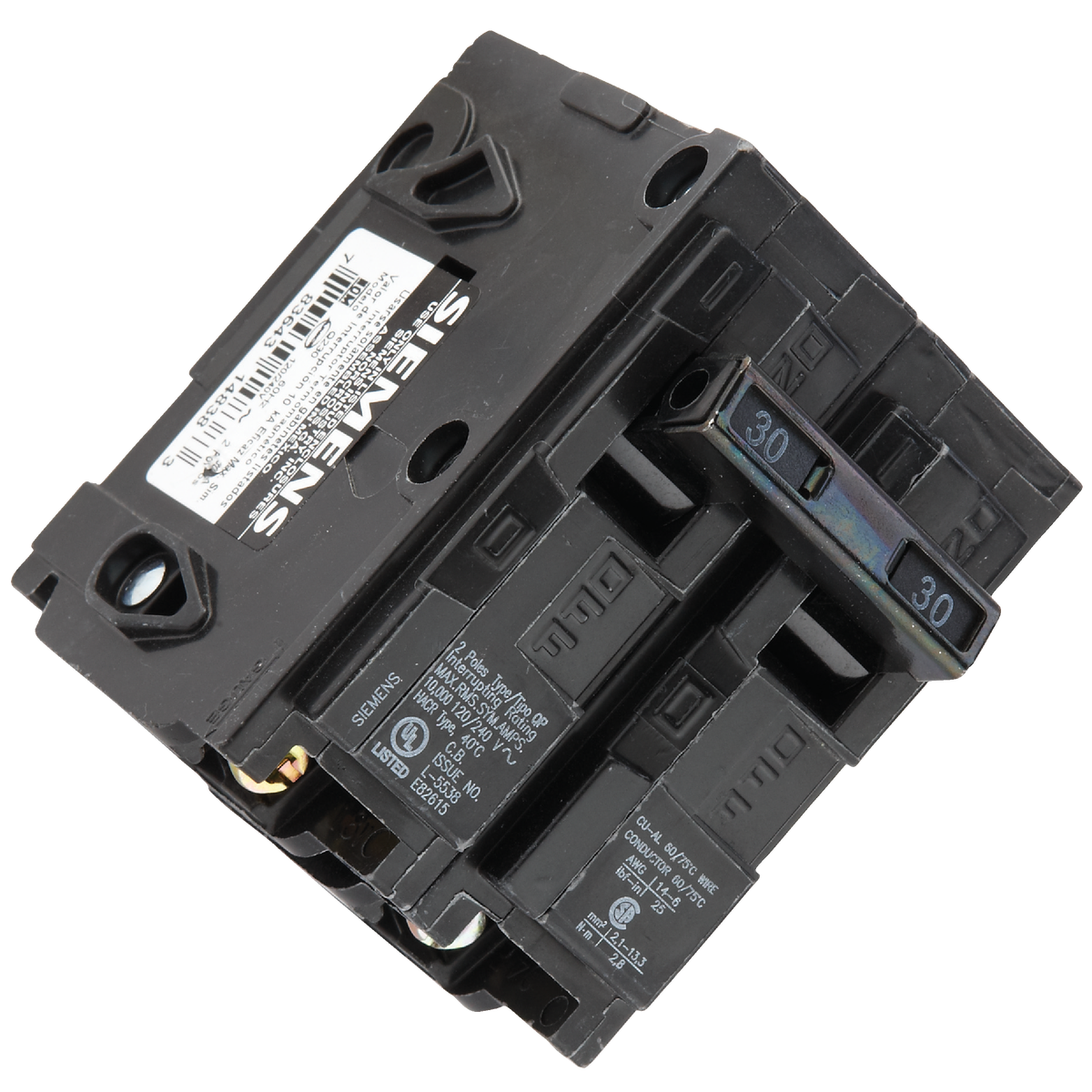 Connecticut Electric 30A Double-Pole Standard Trip Interchangeable Packaged Circuit Breaker Image 3
