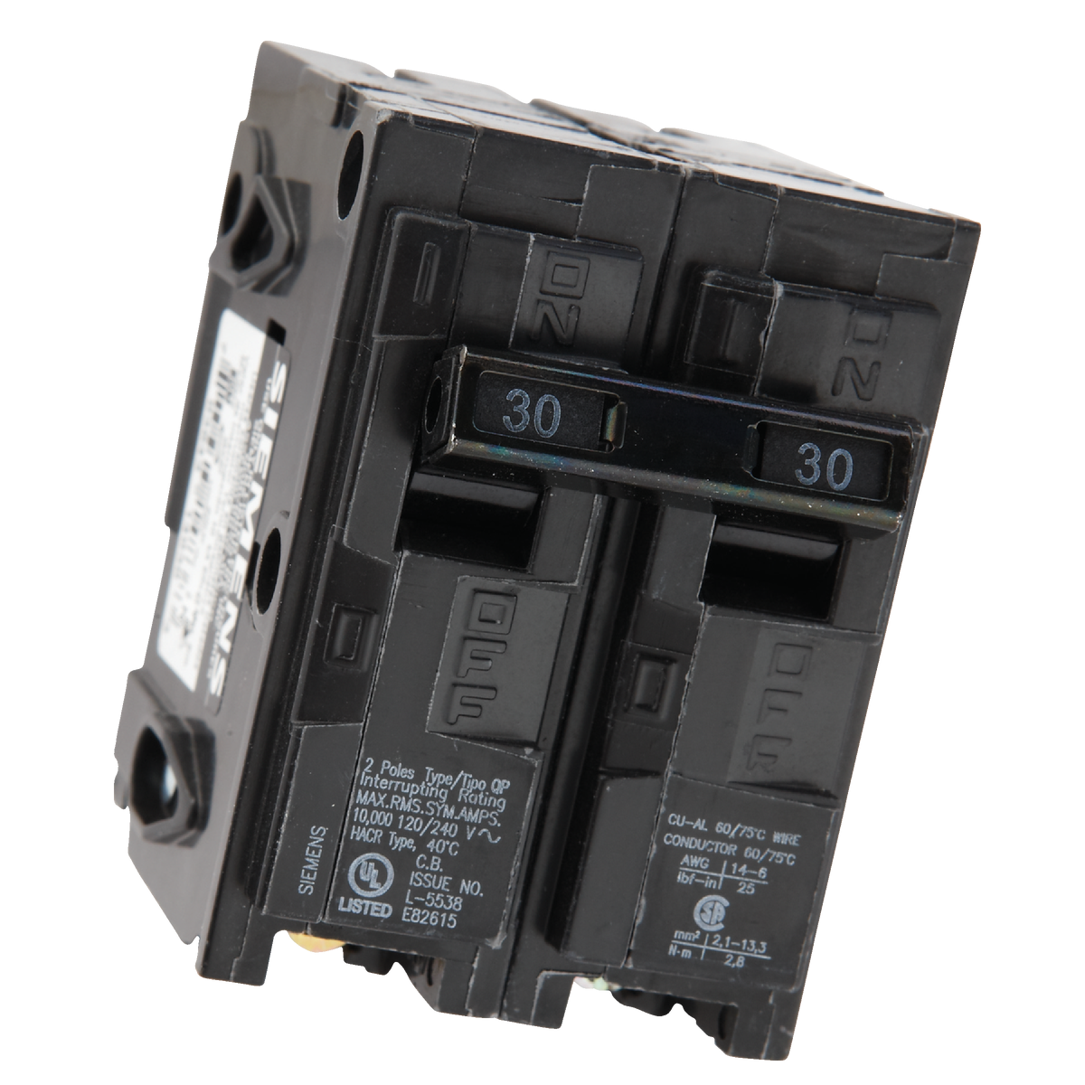 Connecticut Electric 30A Double-Pole Standard Trip Interchangeable Packaged Circuit Breaker Image 4
