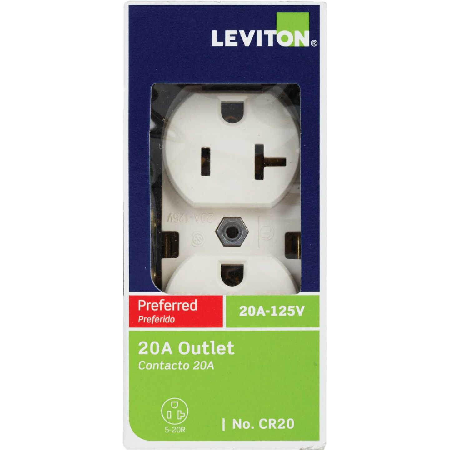 Leviton 20A Light Almond Heavy-Duty 5-20R Duplex Outlet Image 2