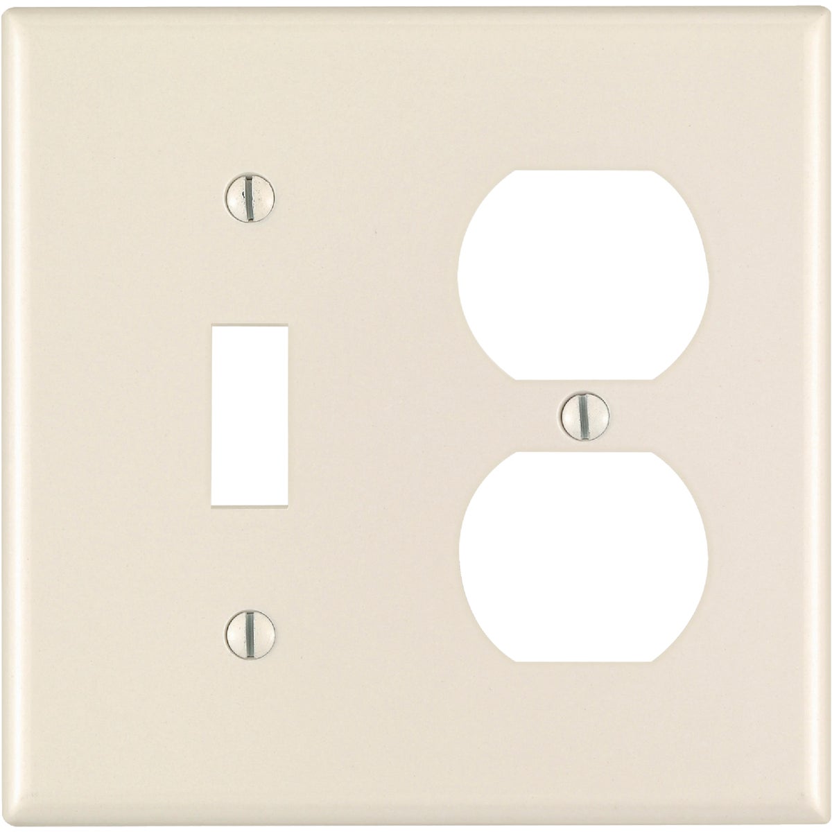 Leviton 2-Gang Plastic Single Toggle/Duplex Outlet Wall Plate, Light Almond Image 1