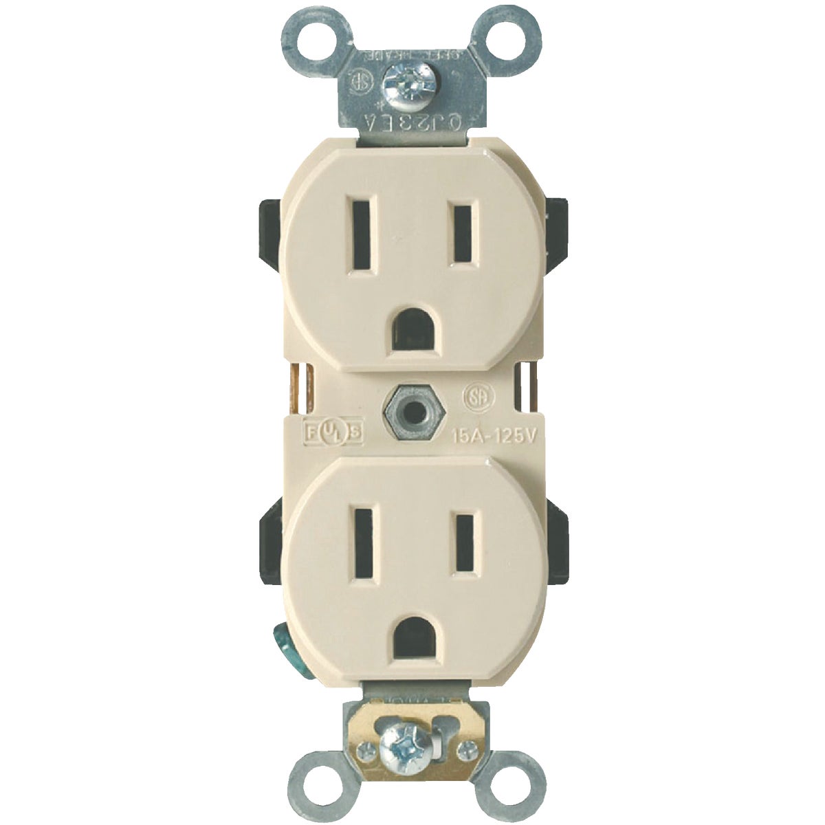Leviton 15A Ivory Industrial Grade 5-15R Duplex Outlet Image 2