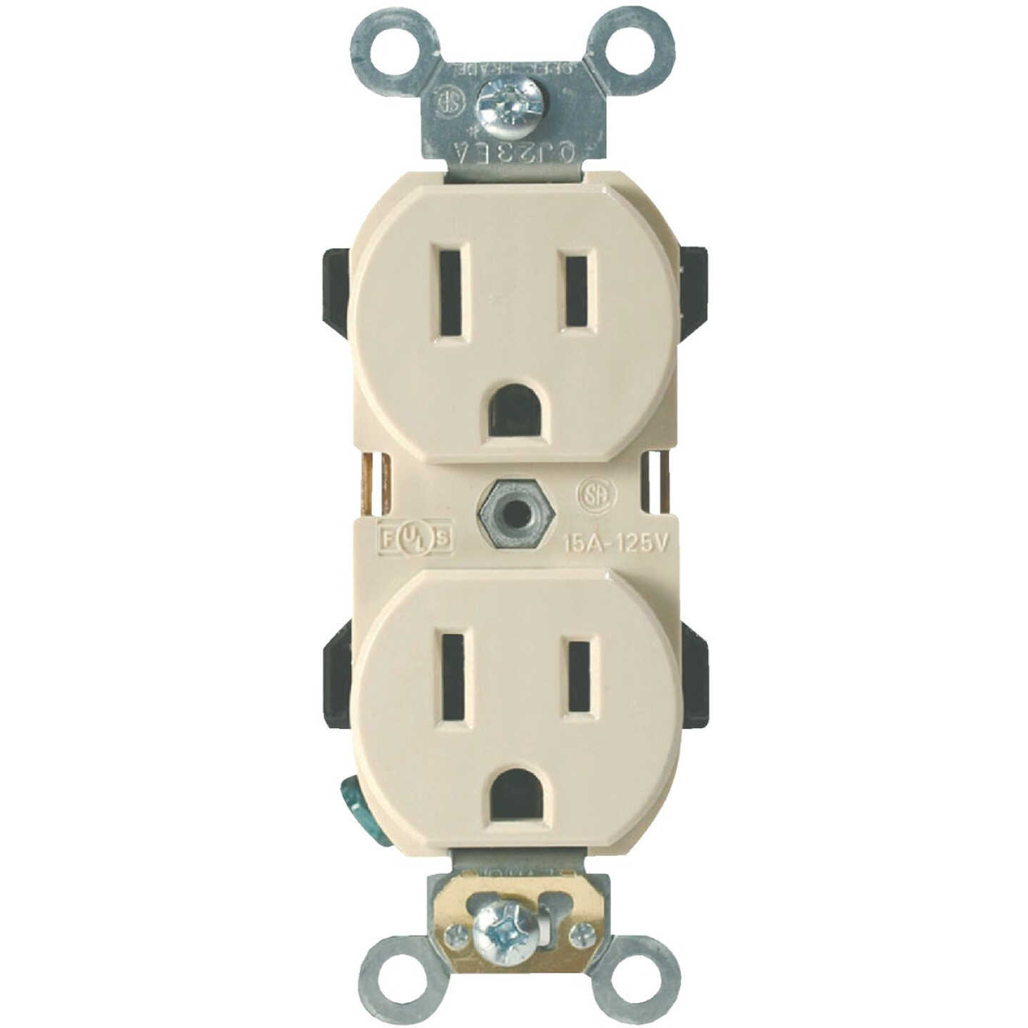 Leviton 15A Ivory Industrial Grade 5-15R Duplex Outlet Image 2
