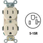 Leviton 15A Ivory Industrial Grade 5-15R Duplex Outlet Image 1