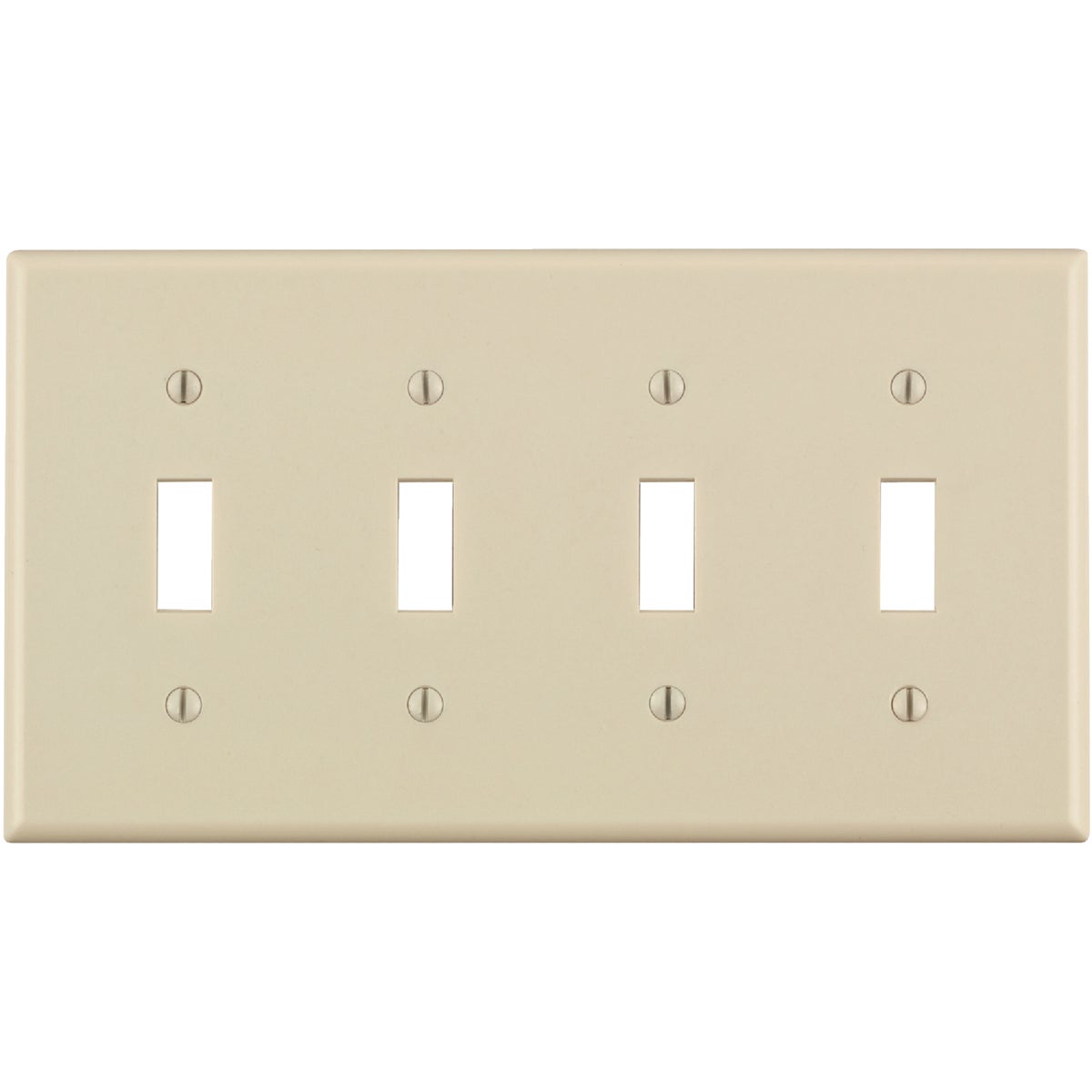 Leviton 4-Gang Plastic Toggle Switch Wall Plate, Light Almond Image 1