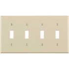 Leviton 4-Gang Plastic Toggle Switch Wall Plate, Light Almond Image 1