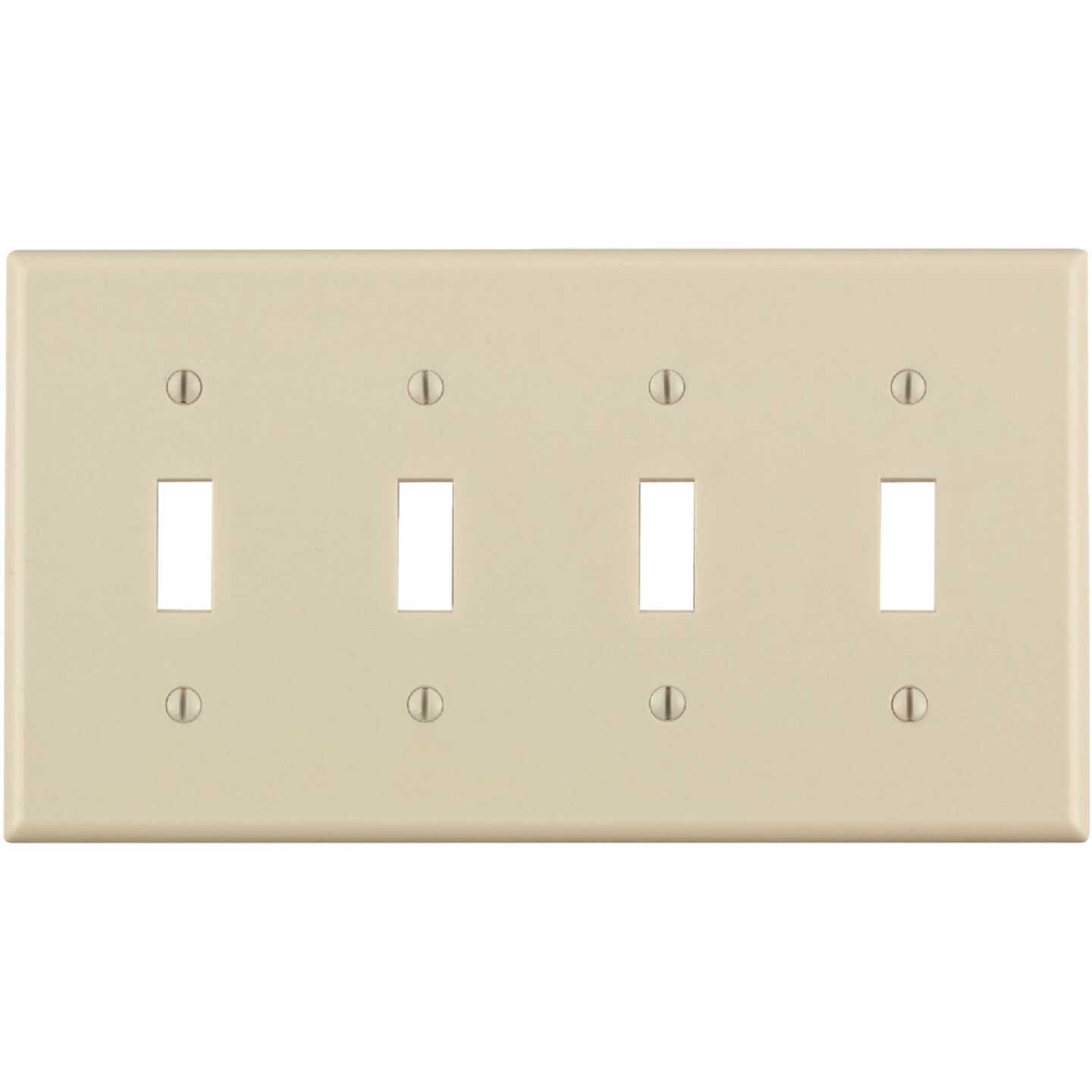 Leviton 4-Gang Plastic Toggle Switch Wall Plate, Light Almond Image 1